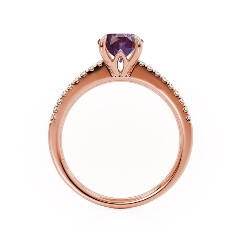 CATALINA - Chatham® Round Alexandrite Solitaire Engagement Ring 18k Rose Gold