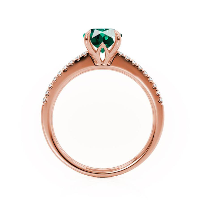 CATALINA - Chatham® Round Emerald Solitaire Engagement Ring 18k Rose Gold