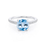 CATALINA - Chatham® Round Aqua Spinel Solitaire Engagement Ring 18k White Gold