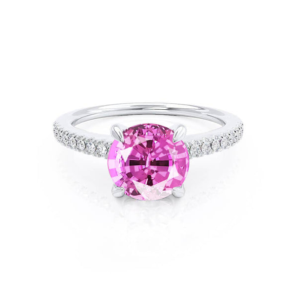 CATALINA - Chatham® Round Pink Sapphire Solitaire Engagement Ring 950 Platinum