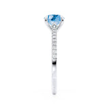 CATALINA - Chatham® Round Aqua Spinel Solitaire Engagement Ring 18k White Gold