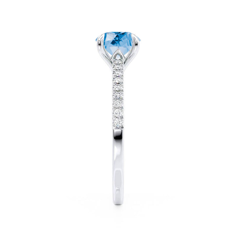 CATALINA - Chatham® Round Aqua Spinel Solitaire Engagement Ring 18k White Gold
