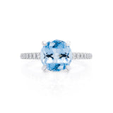 CATALINA - Chatham® Round Aqua Spinel Solitaire Engagement Ring 18k White Gold
