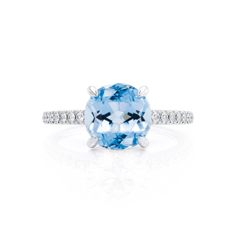 CATALINA - Chatham® Round Aqua Spinel Solitaire Engagement Ring 18k White Gold