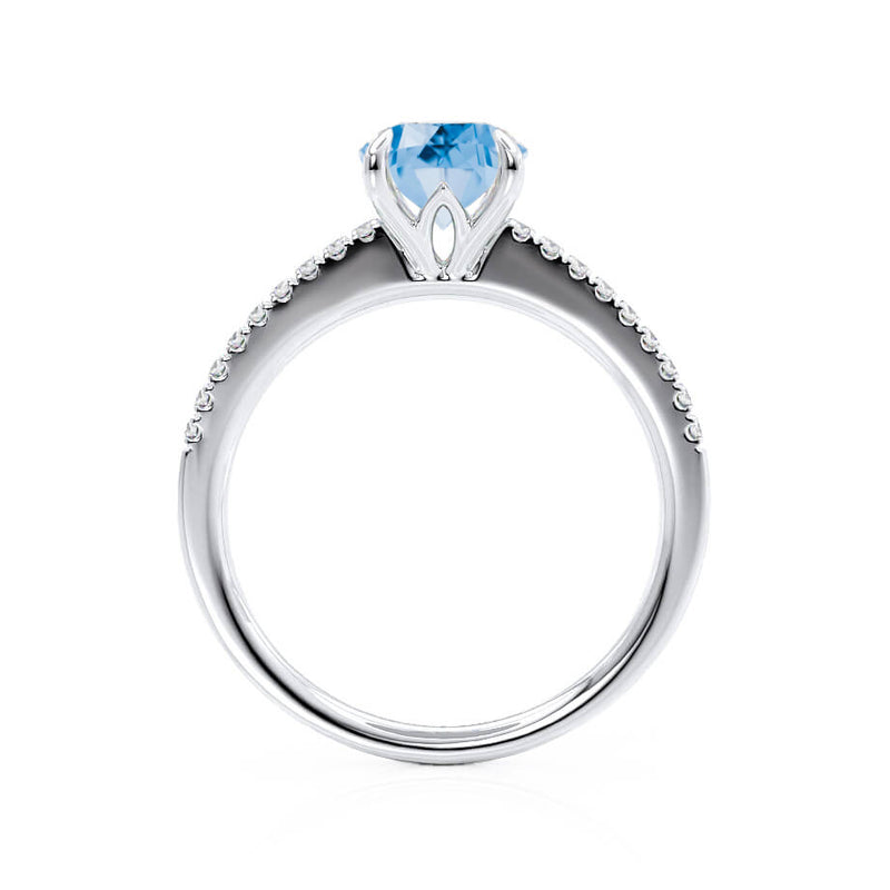 CATALINA - Chatham® Round Aqua Spinel Solitaire Engagement Ring 18k White Gold