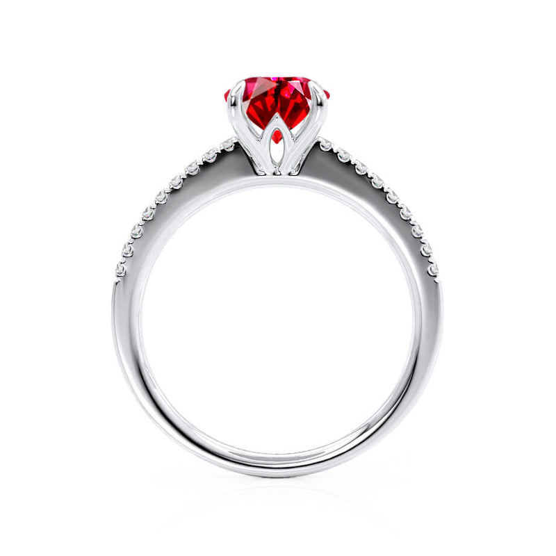 CATALINA - Chatham® Round Ruby Solitaire Engagement Ring 950 Platinum