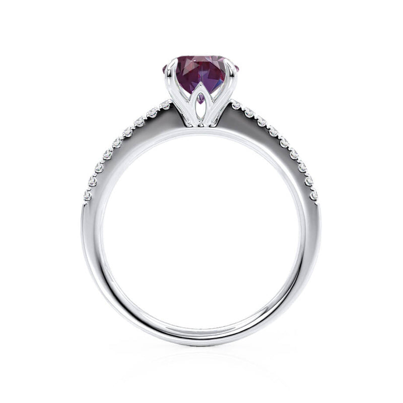 CATALINA - Chatham® Round Alexandrite Solitaire Engagement Ring 18k White Gold