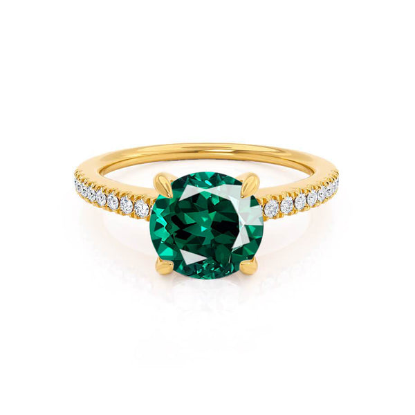 CATALINA - Chatham® Round Emerald Solitaire Engagement Ring 18k Yellow Gold
