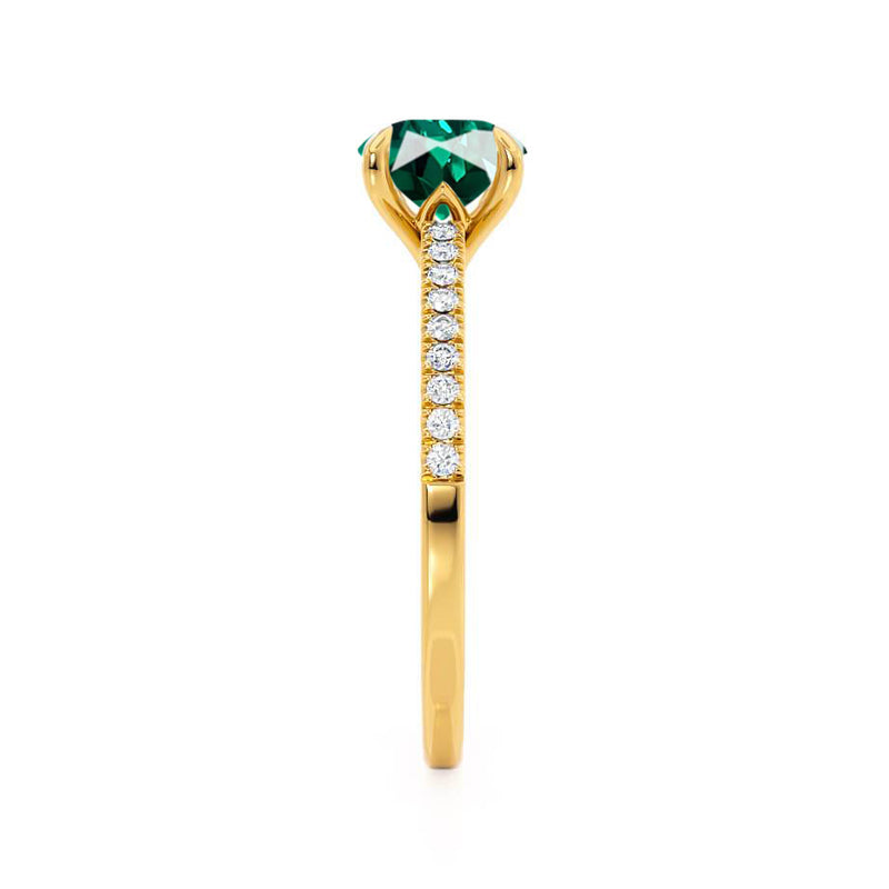 CATALINA - Chatham® Round Emerald Solitaire Engagement Ring 18k Yellow Gold