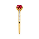 CATALINA - Chatham® Round Ruby Solitaire Engagement Ring 18k Yellow Gold
