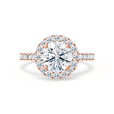 CECILY - Round Natural Diamond 18k Rose Gold Shoulder Set Ring Engagement Ring Lily Arkwright