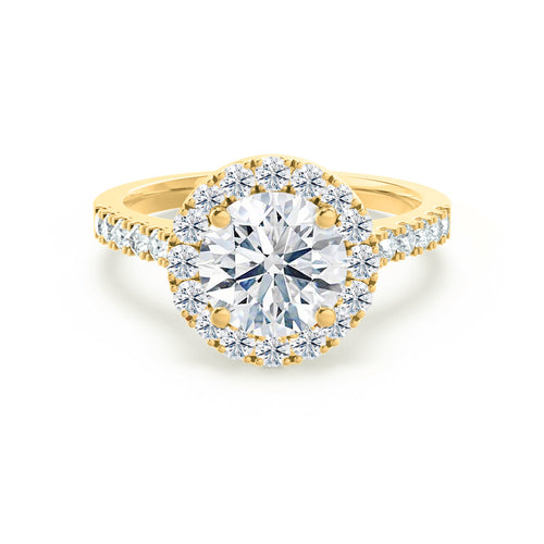 CECILY - Ready to Ship 1.01ct Round Lab Diamond 18k Yellow Gold Shoulder Set Ring