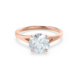 DAHLIA - Round Lab Diamond Solitaire 18k Rose Gold Split Shank Solitaire Ring