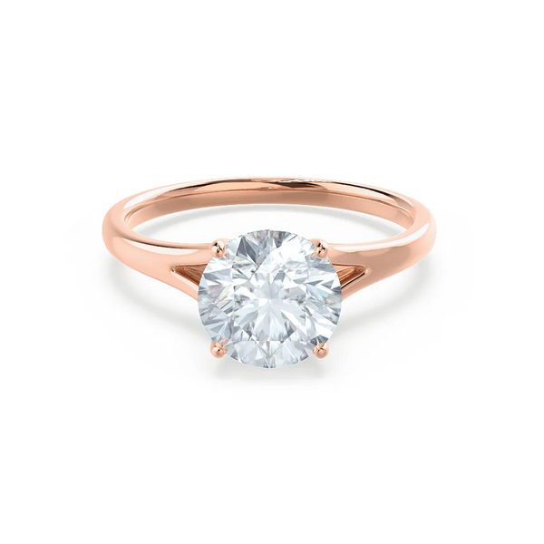 DAHLIA - Round Lab Diamond Solitaire 18k Rose Gold Split Shank Solitaire Ring