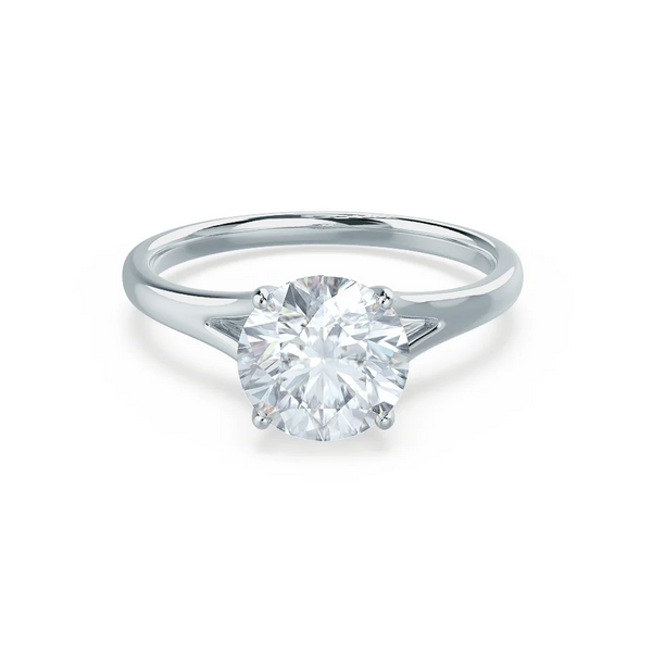 DAHLIA - Round Lab Diamond Solitaire 950 Platinum Split Shank Solitaire Ring