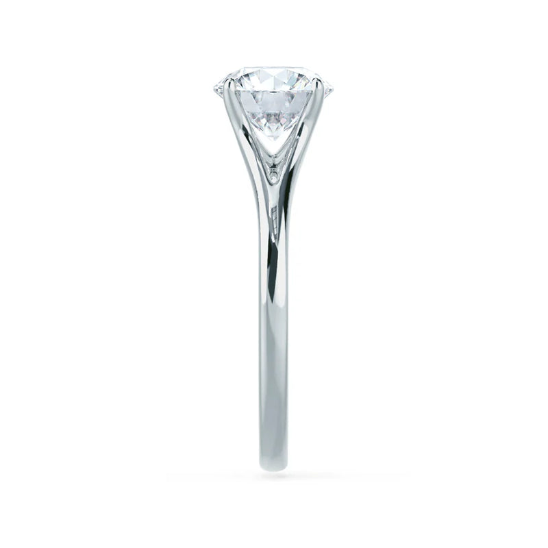 DAHLIA - Round Lab Diamond Solitaire 18k White Gold Split Shank Solitaire Ring