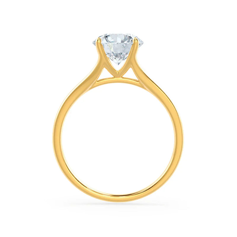 DAHLIA - Round Natural Diamond Solitaire 18k Yellow Gold Split Shank Solitaire Ring