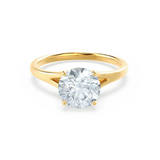 DAHLIA - Round Natural Diamond Solitaire 18k Yellow Gold Split Shank Solitaire Ring