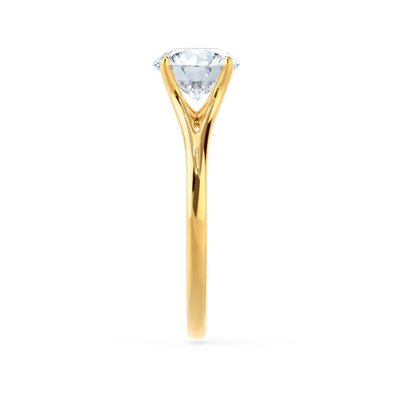 DAHLIA - Round Lab Diamond Solitaire 18k Yellow Gold Split Shank Solitaire Ring