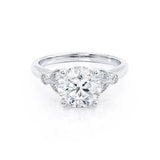 DELILAH - Round Natural Diamond 950 Platinum Shoulder Set Ring Engagement Ring Lily Arkwright