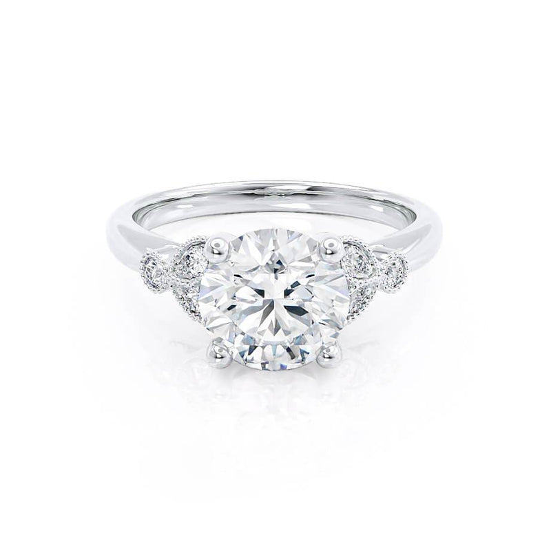 DELILAH - Round Natural Diamond 950 Platinum Shoulder Set Ring Engagement Ring Lily Arkwright