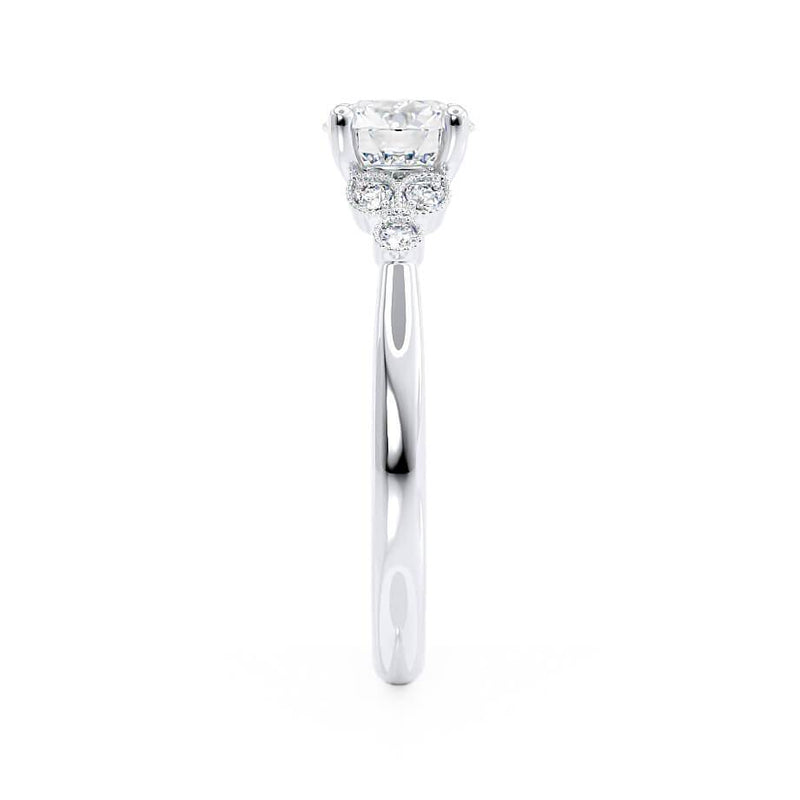 DELILAH - Round Natural Diamond 950 Platinum Shoulder Set Ring Engagement Ring Lily Arkwright