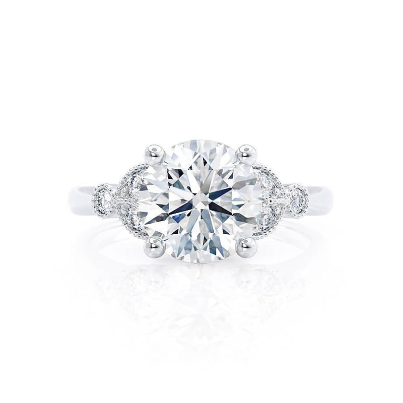 DELILAH - Round Natural Diamond 950 Platinum Shoulder Set Ring Engagement Ring Lily Arkwright