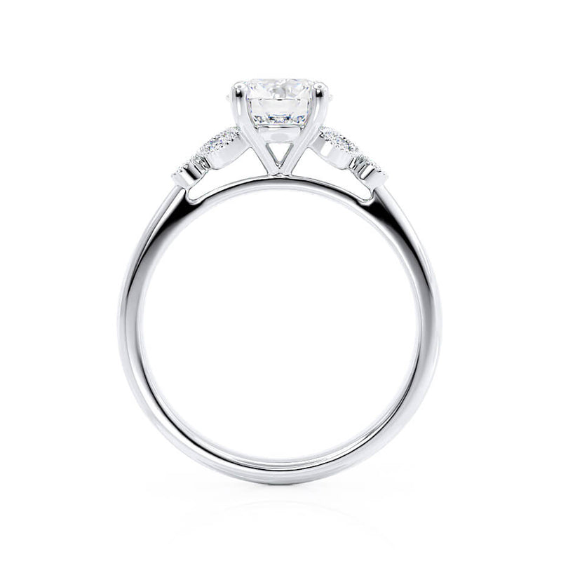 DELILAH - Round Natural Diamond 950 Platinum Shoulder Set Ring Engagement Ring Lily Arkwright