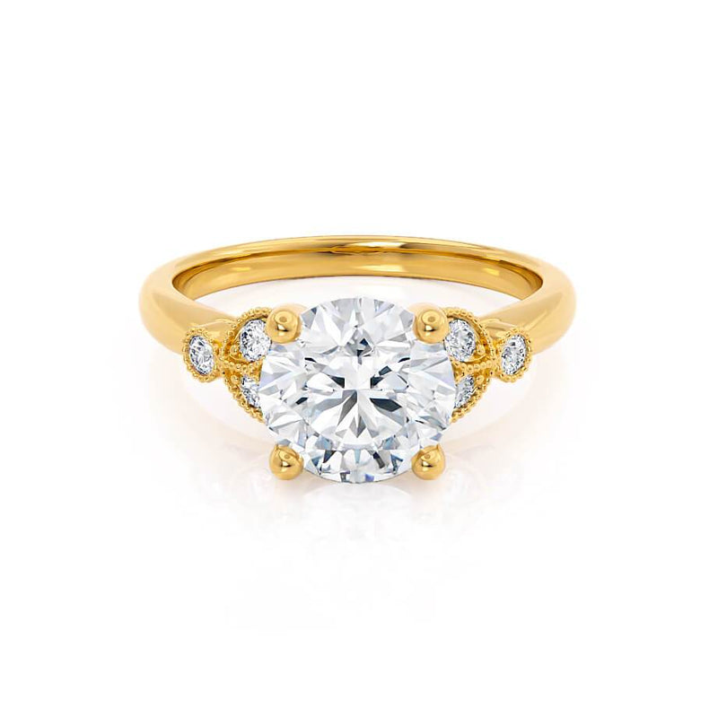 DELILAH - Round Natural Diamond 18k Yellow Gold Shoulder Set Ring Engagement Ring Lily Arkwright