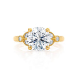 DELILAH - Round Natural Diamond 18k Yellow Gold Shoulder Set Ring Engagement Ring Lily Arkwright