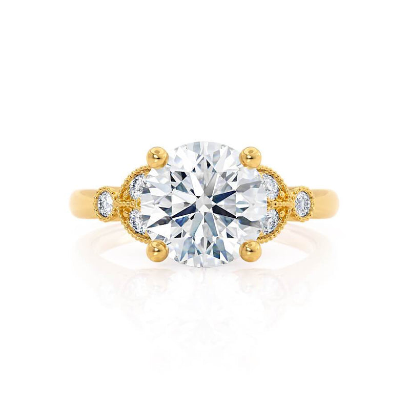 DELILAH - Round Natural Diamond 18k Yellow Gold Shoulder Set Ring Engagement Ring Lily Arkwright