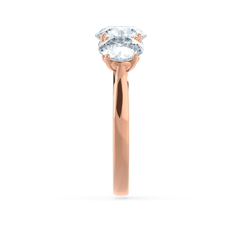 LEANORA - Round Lab Diamond 18k Rose Gold Trilogy Ring