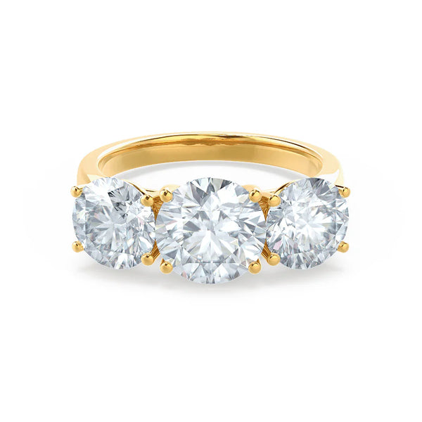 LEANORA - Round Lab Diamond 18k Yellow Gold Trilogy Ring