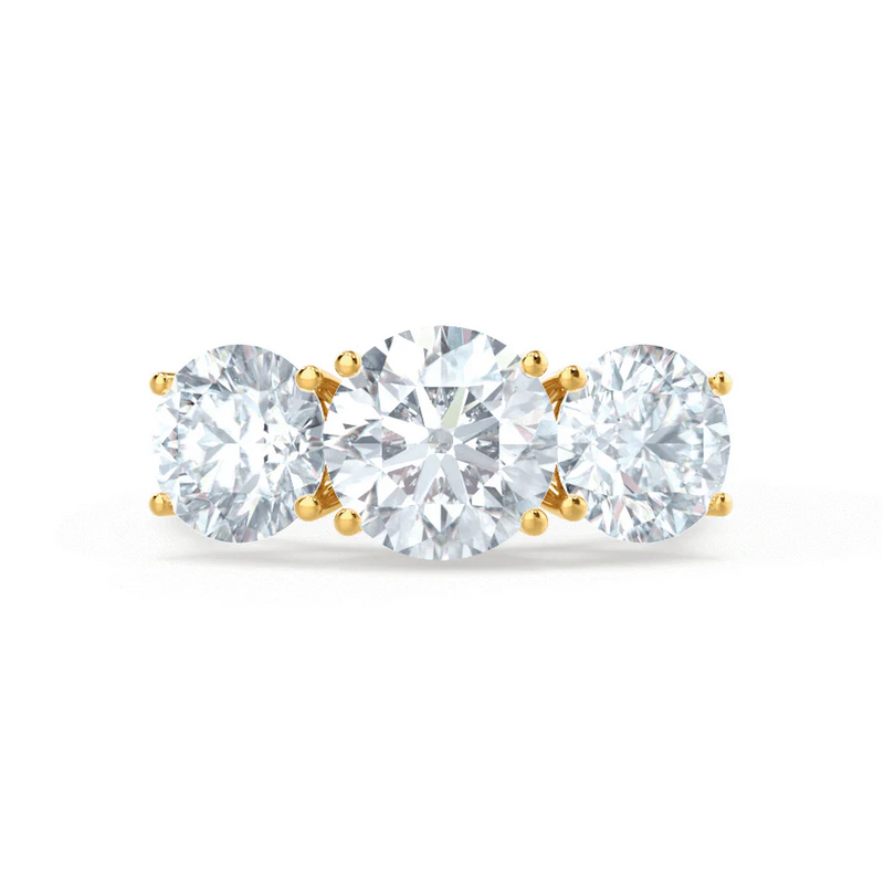LEANORA - Round Lab Diamond 18k Yellow Gold Trilogy Ring