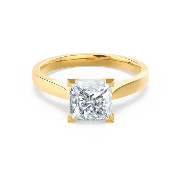 ROSALEE - Princess Natural Diamond 18k Yellow Gold Solitaire