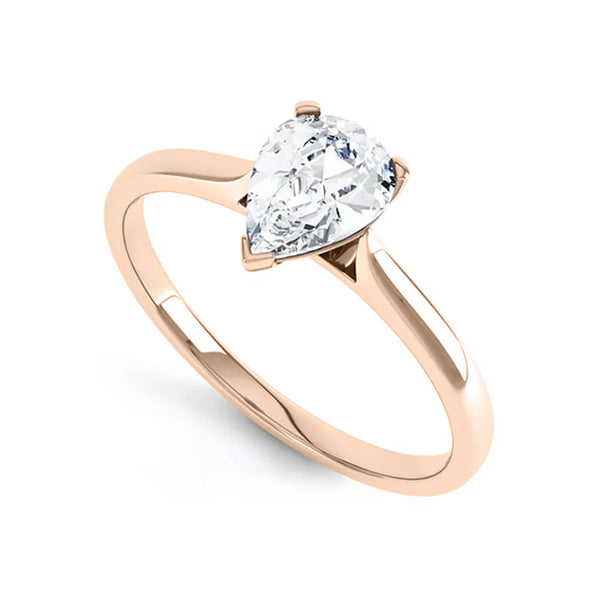 SLOANE - Pear Lab Diamond 18k Rose Gold Petite Solitaire