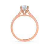 VIOLA - Oval Natural Diamond 18k Rose Gold Shoulder Set Engagement Ring Lily Arkwright