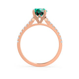 VIOLA - Chatham® Round Emerald Solitaire Engagement Ring 18k Rose Gold