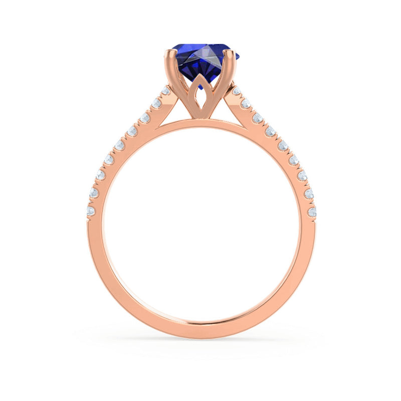 VIOLA - Chatham® Round Blue Sapphire Solitaire Engagement Ring 18k Rose Gold