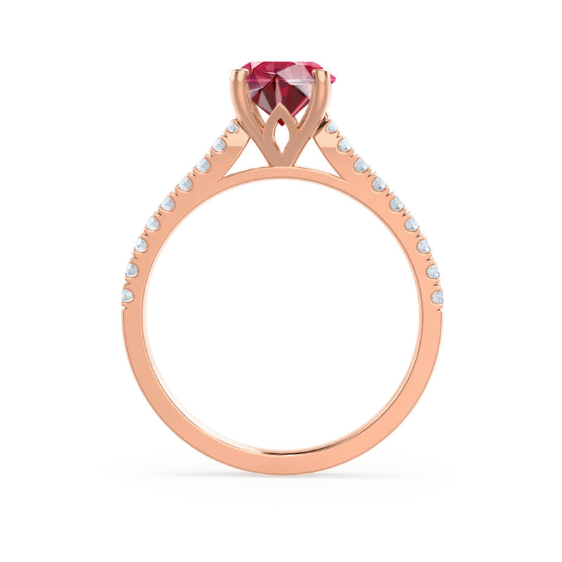 VIOLA - Chatham® Round Ruby Solitaire Engagement Ring 18k Rose Gold