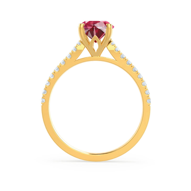 VIOLA - Chatham® Round Ruby Solitaire Engagement Ring 18k Yellow Gold