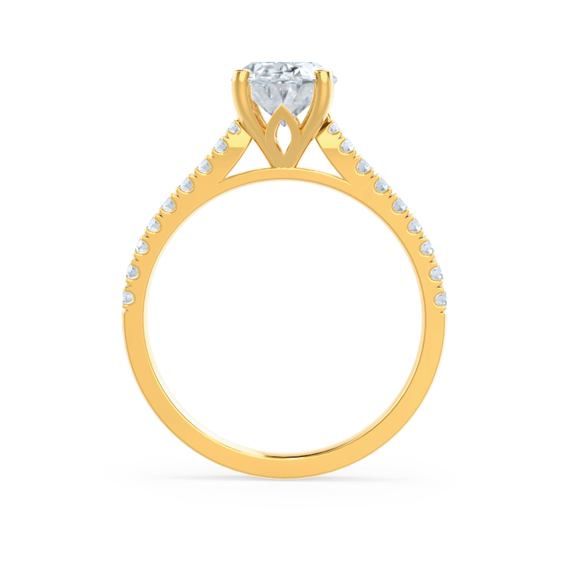 VIOLA - Oval Natural Diamond 18k Yellow Gold Shoulder Set Engagement Ring Lily Arkwright
