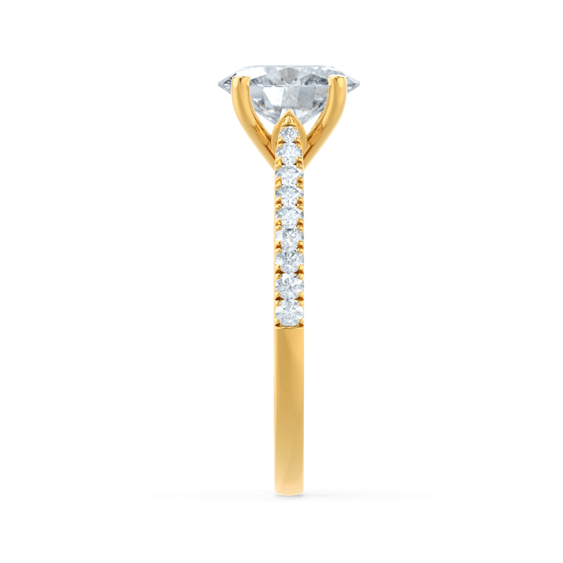 VIOLA - Oval Natural Diamond 18k Yellow Gold Shoulder Set Engagement Ring Lily Arkwright