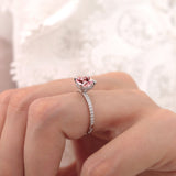 LIVELY - Chatham® Cushion Champagne Sapphire 950 Platinum Petite Hidden Halo Pavé Shoulder Set Ring