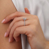 Lively 1.50ct E Colour Emerald Cut Natural Diamond 950 Platinum Hidden Halo Micro Pavé Shoulder Set Ring Lily Arkwright