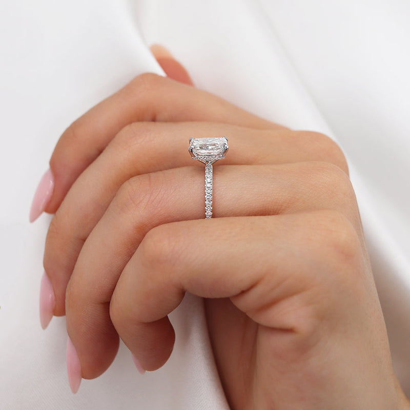 LIVELY Radiant Natural Diamond 18k White Gold Micro Pavé Hidden