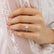 LIVELY - Elongated Cushion Champagne Sapphire 18k White Gold Petite Hidden Halo Pavé Shoulder Set Ring