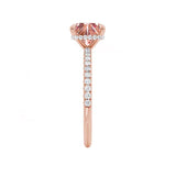 LIVELY - Chatham® Princess Champagne Sapphire 18k Rose Gold Petite Hidden Halo Pavé Shoulder Set Ring