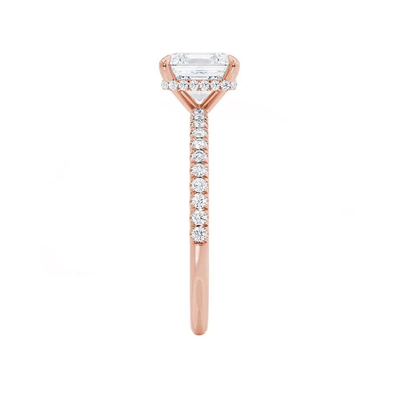 LIVELY - Princess Lab Diamond 18k Rose Gold Petite Hidden Halo