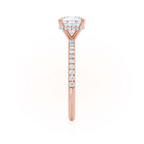 LIVELY - Cushion Natural Diamond 18k Rose Gold Petite Hidden Halo Pavé Shoulder Set Engagement Ring Lily Arkwright